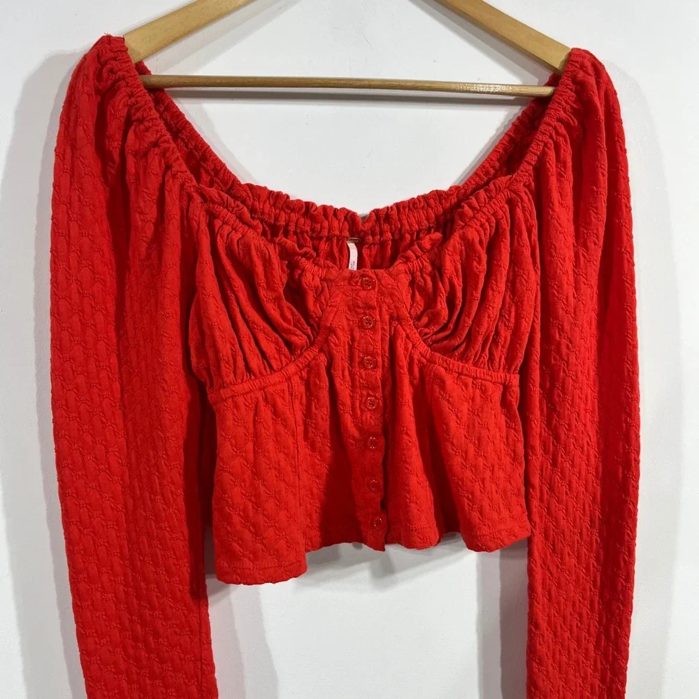 Free People Y2K Milkmaid Renfair Dirndl Boho Crop Top Size Medium Coquette